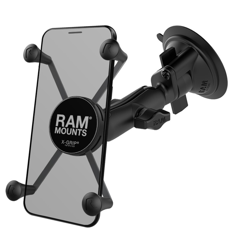 RAM Mounts X-Grip Saugfuss-Halterung für Smartphones bis 114,3 mm Breite, B-Kugel (1 Zoll), mittlerer Verbindungsarm