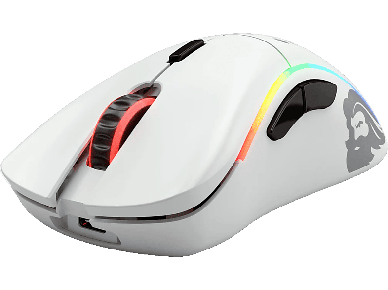 GLORIOUS PC GAMING RACE Model D (Wireless) - Gaming Maus, Kabellos, Optisch mit Leuchtdioden, 19000 dpi, Matte White