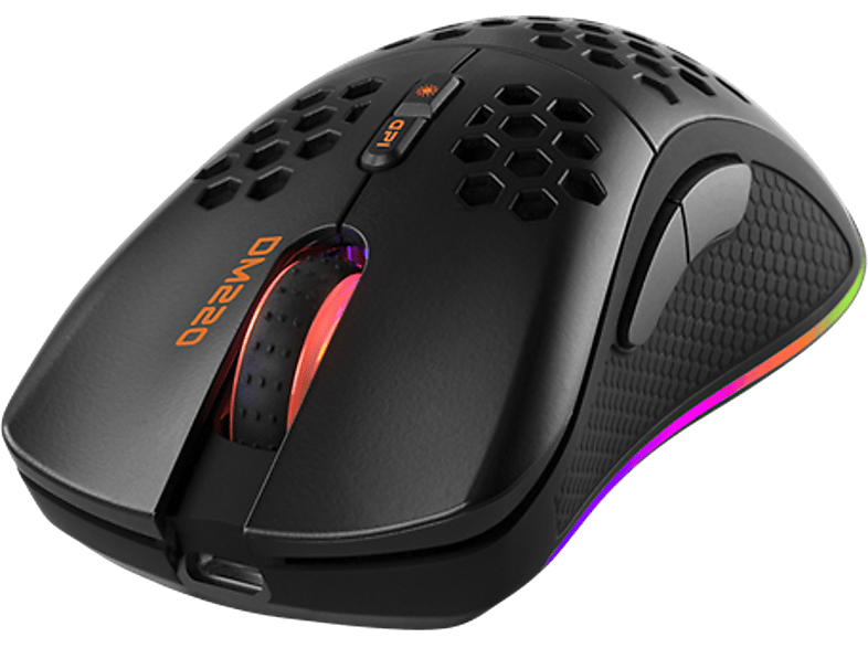 DELTACO GAM-120 - Gaming Maus, Kabellos und Kabelgebunden, Optisch mit Laserdioden, 4800 dpi, Schwarz