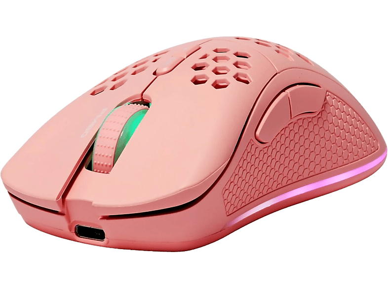 DELTACO GAM-120-P - Gaming Maus, Kabellos und Kabelgebunden, Optisch mit Laserdioden, 4800 dpi, Pink