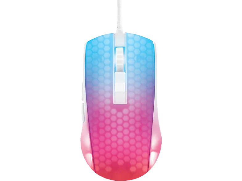 DELTACO DM310 - Gaming Maus, Kabelgebunden, Optisch mit Laserdioden, 6200 dpi, Weiss