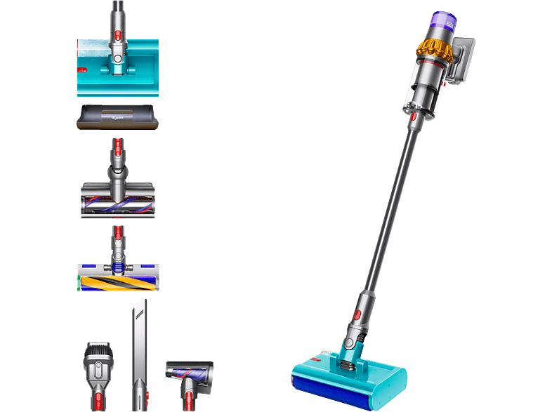 DYSON V15s Detect Submarine - Kabelloser Staubsauger (Nickel Satin Gelb/Glanz Nickel)