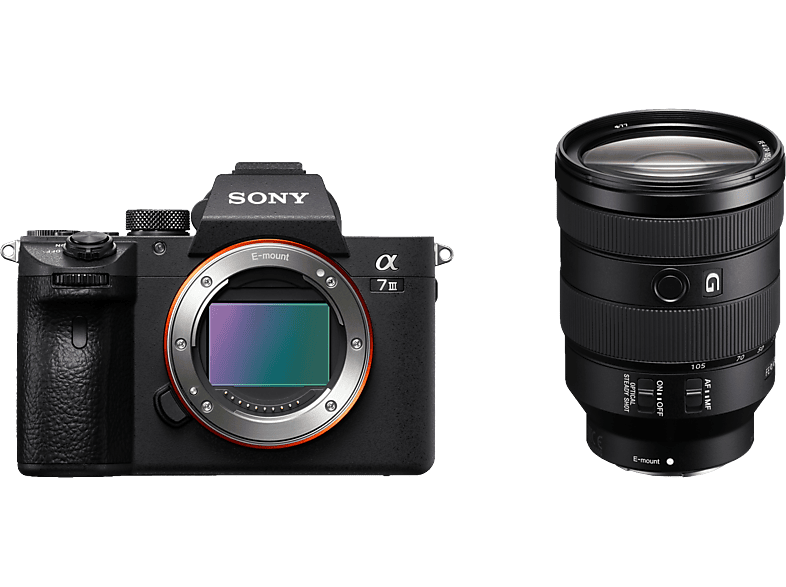 SONY Alpha 7 III Body + FE 24-105 mm F4 G OSS Systemkamera mit Objektiv 24 - 105 mm, 7.5 cm Display Touchscreen, WLAN