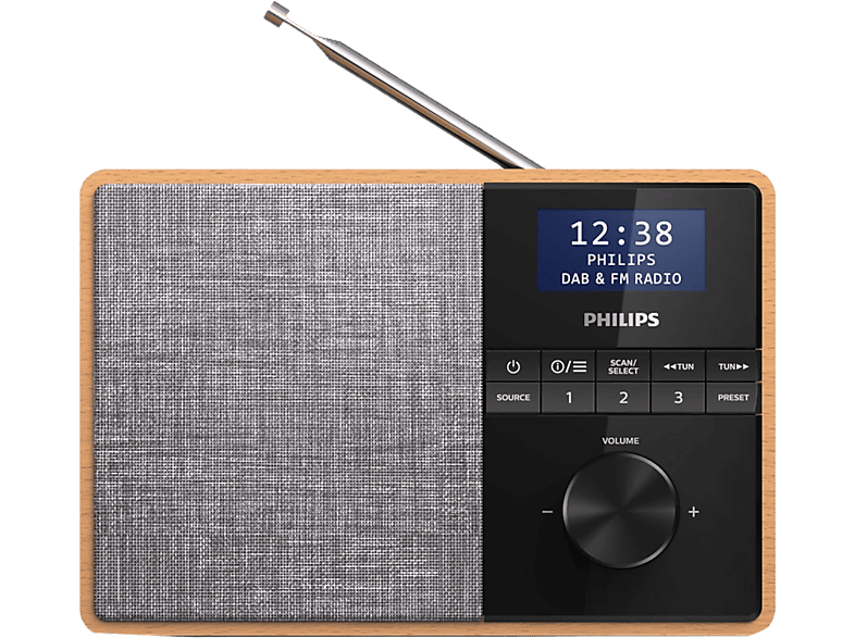 PHILIPS TAR5505/10 - Tragbares Radio (DAB+, DAB, FM, Holz/Grau)