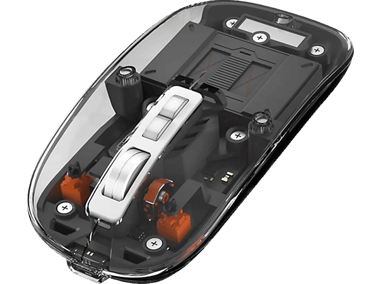 XTREMEMAC Multi Connection Maus, Bluetooth, Kabelgebunden, 2400 dpi, Optisch mit Leuchtdioden, Transparent
