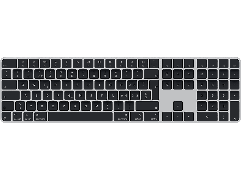 APPLE Magic Keyboard mit Touch ID und Ziffernblock für Mac Modelle Apple Chip - Schweiz, Tastatur, Kabellos, Silber/Schwarz