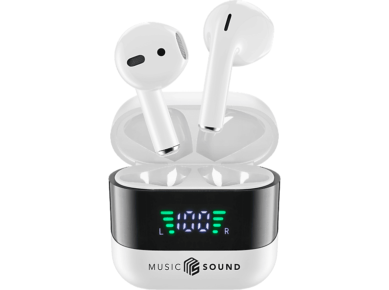 MUSIC SOUND Spark, In-ear True Wireless Kopfhörer Bluetooth Weiss/Schwarz