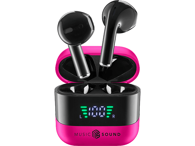 MUSIC SOUND Spark, In-ear True Wireless Kopfhörer Bluetooth Pink/Schwarz