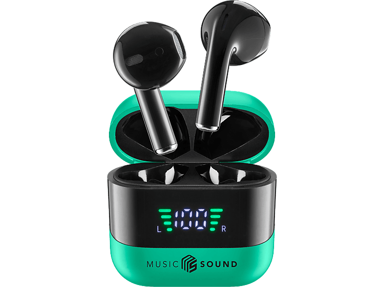 MUSIC SOUND Spark, In-ear True Wireless Kopfhörer Bluetooth Grün/Schwarz