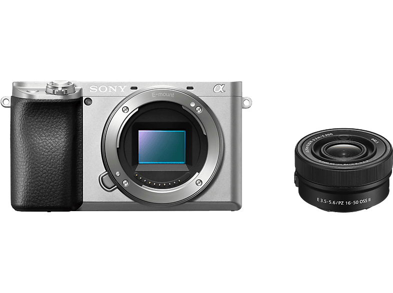 SONY Alpha 6100 Body + E PZ 16-50 mm F3.5-5.6 OSS II I APS-C Systemkamera mit Objektiv 16 - 50 (Silber)