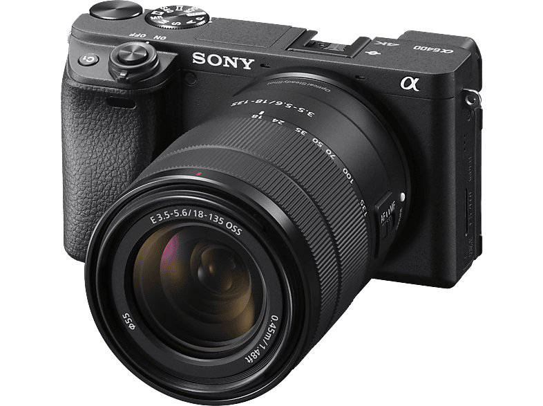 SONY Alpha 6400 Body + E 18-135mm F3.5-5.6 OSS I APS-C Systemkamera mit Objektiv 18 – 135 mm (Schwarz)