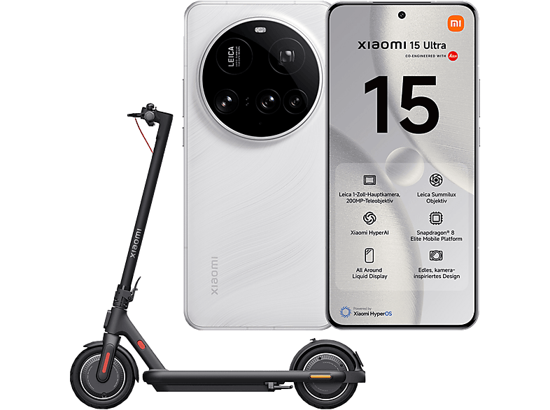 XIAOMI 15 Ultra + Xiaomi Electric Scooter 4 Pro Plus Swiss Edition Bundle 512 GB White Dual SIM