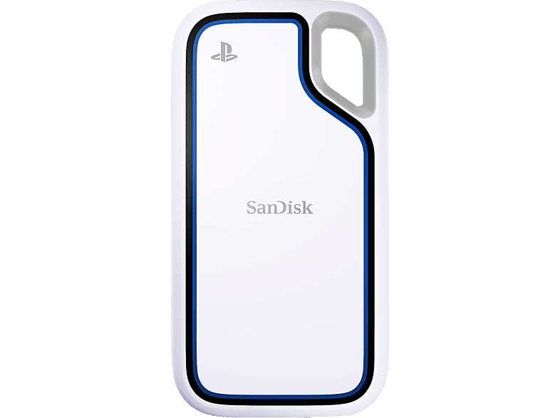 SANDISK Extreme Portable SSD für PlayStation 5-Konsole und PC, 1 TB, Festplatte, Weiss/Blau