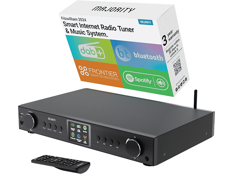MAJORITY Fitzwilliam 2024 Internetradio-Tuner und Musiksystem, Digital, Internet radio, DAB, DAB+, FM, Bluetooth, Schwarz