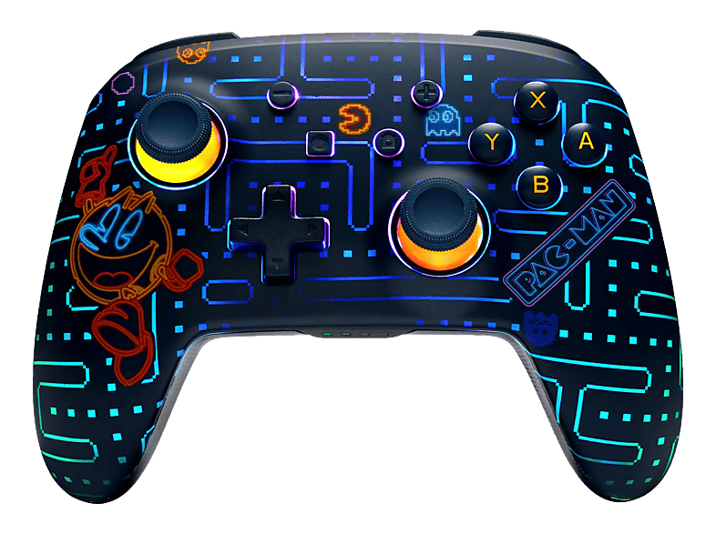 POWERA Nintendo Switch Enhanced mit Lumectra - PAC-MAN Neon Arcade Wireless Controller Mehrfarbig für 2, Switch, OLED, Lite