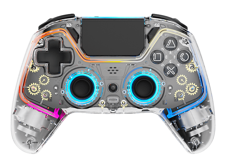 DELTACO GAM-169-T PS4 Wireless Controller Transparent für PlayStation 4, Nintendo Switch, Switch OLED, PC, Android