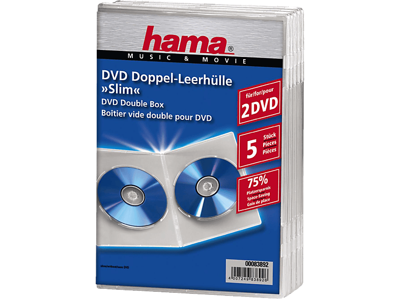 HAMA Slim - DVD-Doppel-Leerhülle (Transparent)