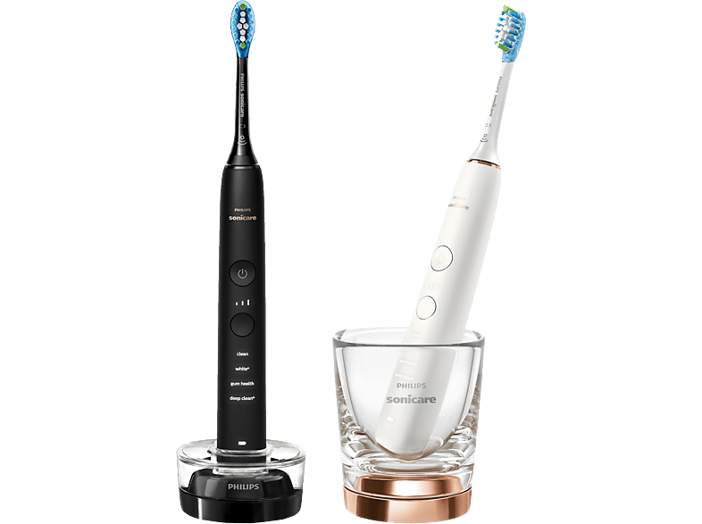 PHILIPS SONICARE DiamondClean 9000 HX9914/57 Duo - Elektrische Schallzahnbürste (Schwarz & Roségold)