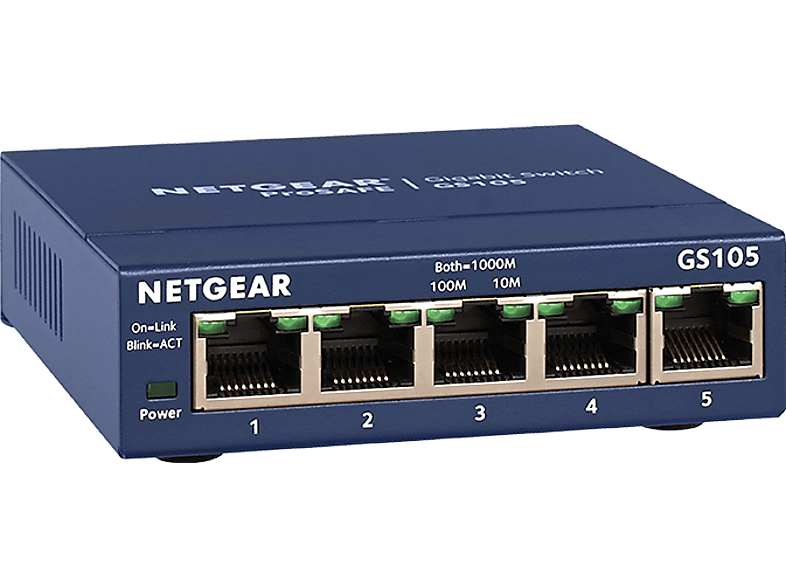 NETGEAR GS105GE 5-PORT GIGABIT SWITCH - Desktop-Switch (Blau)