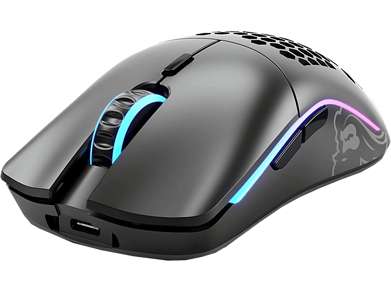 GLORIOUS PC GAMING RACE Model O - Gaming Maus, Kabellos, Optisch mit Laserdioden, Matt Schwarz