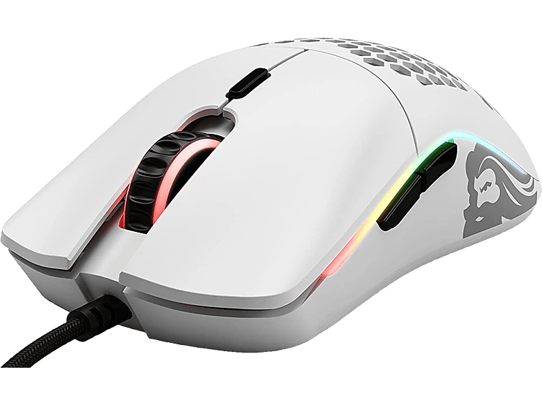 GLORIOUS PC GAMING RACE Model O - Gaming Maus, Kabelgebunden, Optisch mit Laserdioden, Matte White