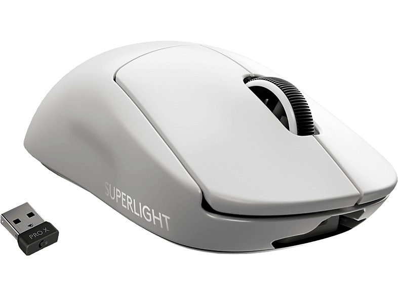 LOGITECH PRO X SUPERLIGHT - Gaming Maus, Kabellos, Optisch mit Leuchtdioden, 25600 dpi, Weiss