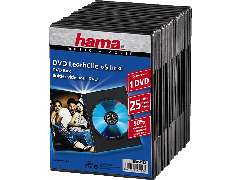 HAMA 51182 DVD SLIM BOX BLACK - DVD-Leerhülle (Schwarz)