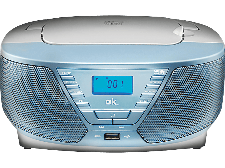 OK ORC 311 - Tragbares CD-Radio (AM, FM, Hellblau)