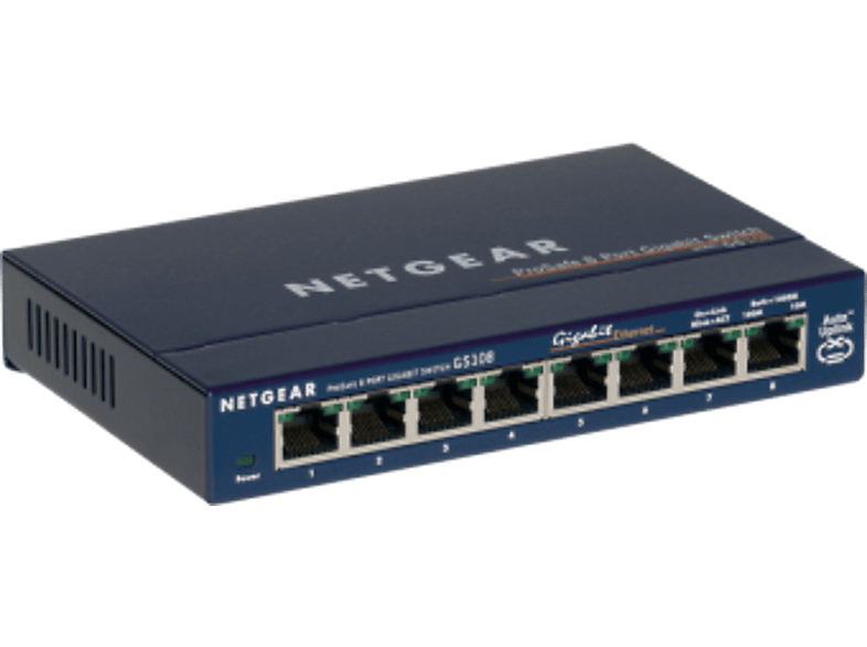 NETGEAR ProSafe GS108 8-port Gigabit Desktop Switch - Desktop-Switch (Blau)