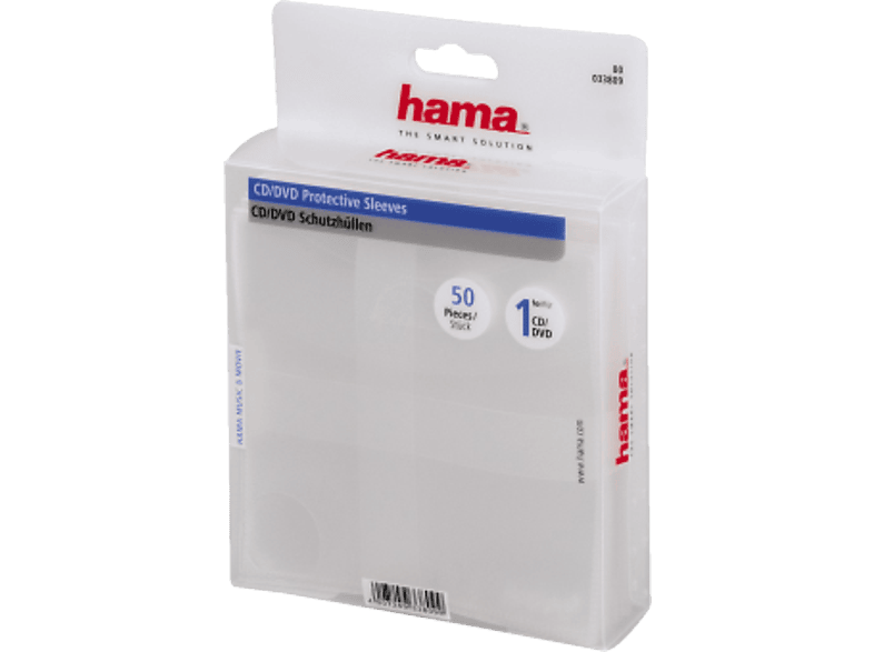 HAMA 33809 CD/DVD PROTECTIVE SLEEVES CLEAR 50PCS - CD-/DVD-Schutzhülle (Transparent)