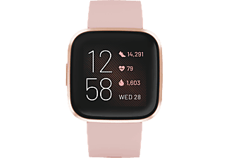 FITBIT Versa 2 - Smartwatch (S und L, Silikon, Créme/Kupferrosé)