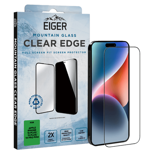 Eiger iPhone 15&16 Plus/14 Pro Max Clear Edge Display-Schutzglas (Full Screen Fit)