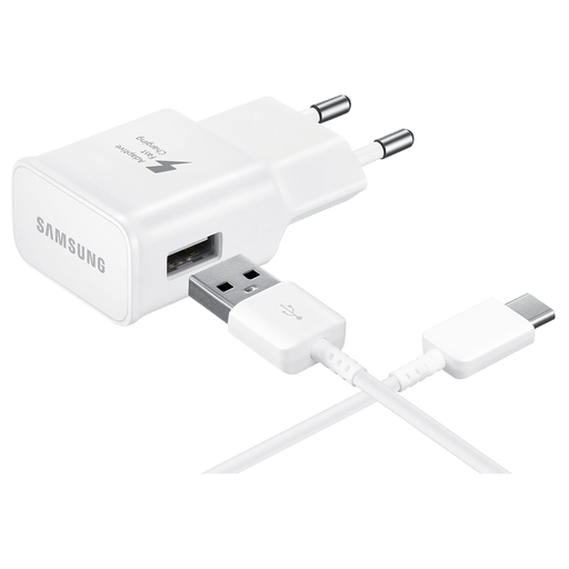 Samsung Handy-Ladegerät 220V mit Kabel/USB C Quick Charge Weiss