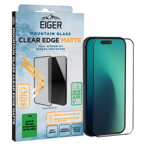 Eiger iPhone 17 Pro Max/16 Pro Max Clear Edge Display-Schutzglas Matt (Full Screen Fit)