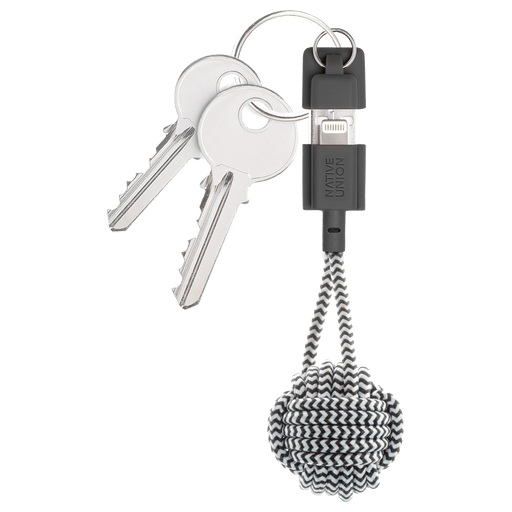 Native Union Ladekabel Schlüsselahänger USB A zu Lightning Zebra Schwarz