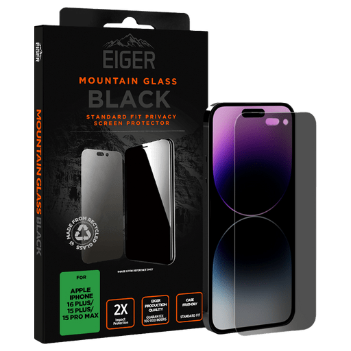 Eiger iPhone 15 Plus/15 Pro Max/16 Plus Displayschutzfolie 2.5D Privacy