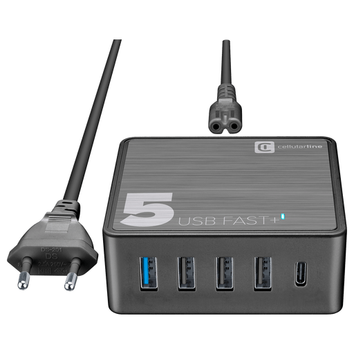 cellularline 5x USB/USB C Port fast charging Schwarz