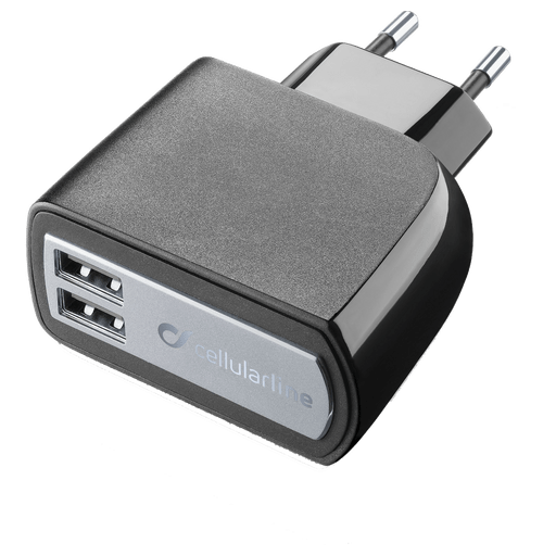 cellularline Ladegerät 220V 2x Micro USB Schwarz ohne Kabel Schwarz