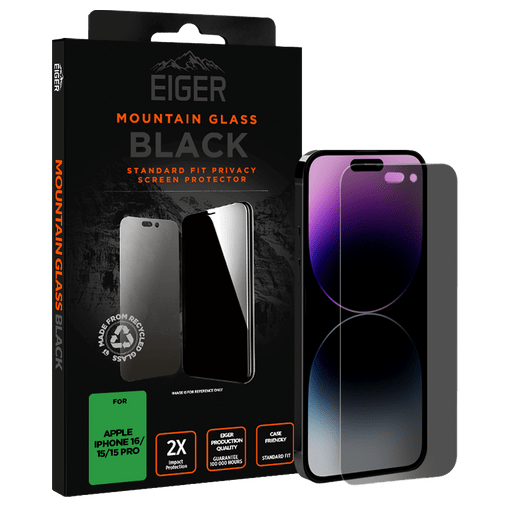 Eiger iPhone 15/15 Pro/16 Display-Schutzglas Privacy