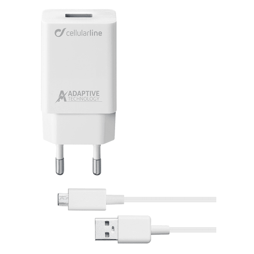 cellularline Ladegerät 220V Micro USB Weiss mit Kabel Weiss