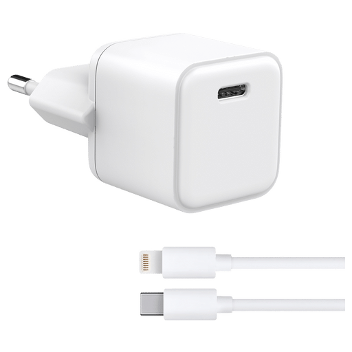 itStyle Premium Ladegerät 220V USB C zu Lightning 20W separates Kabel Weiss Weiss