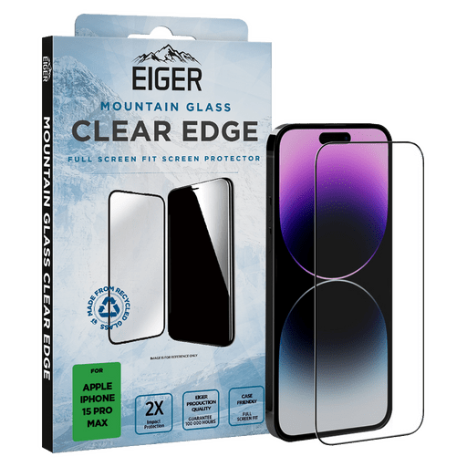 Eiger iPhone 15 Pro Max Clear Edge Display-Schutzglas (Full Screen Fit)