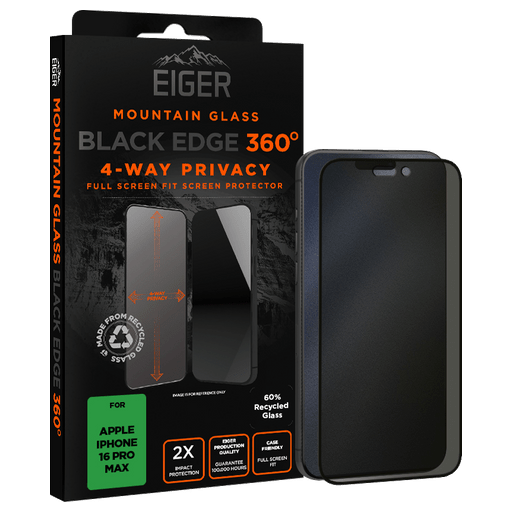 Eiger iPhone 16 Pro Max Mountain Edge Display-Schutzglas Privacy