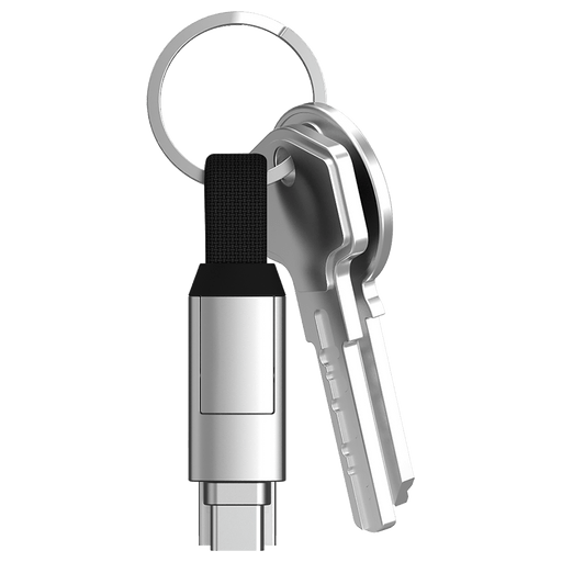 RollingSquare Ladekabel 6in1 USB-C/micro USB/lightning Schlüsselanhänger Silber