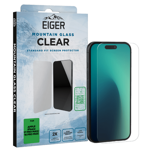 Eiger iPhone 17 Pro Max/16 Pro Max Clear Display-Schutzglas (Standard Fit)