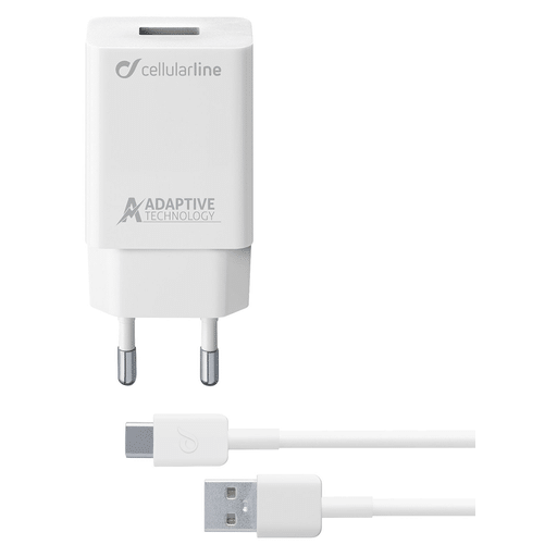 cellularline Handy Ladegerät 220V USB C ultra fast charging Weiss ganzes Kabel
