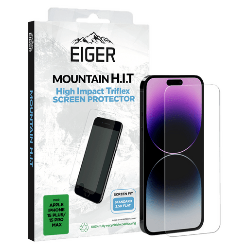 Eiger iPhone 15 Plus / 15 Pro Max Displayschutzfolie High Impact Triflex