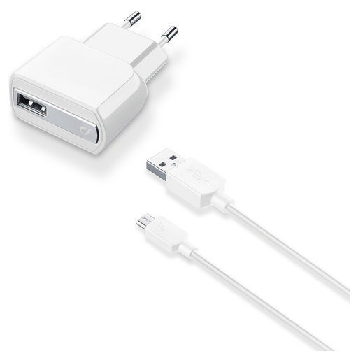 cellularline Handy Ladegerät 220V Micro USB fast charging Weiss ganzes Kabel Weiss