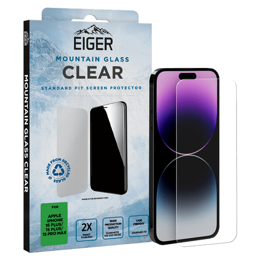 Eiger iPhone 15 Plus/15 Pro Max/16 Plus Displayschutzfolie Glas