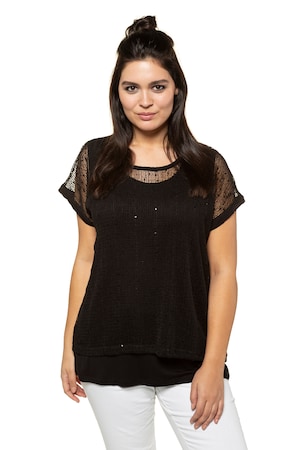 Grande tailles T-shirt-Top Femmes (taille 42 44, noir) | Ulla Popken T-shirts | polyester